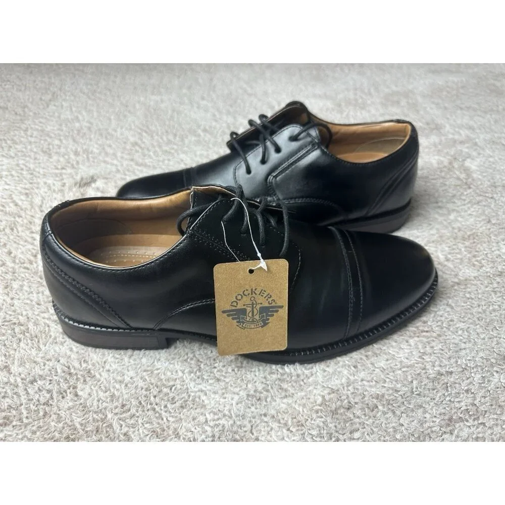 Men Dockers Garfield Cap Toe Oxford Black Size 10 W Width 90-26264